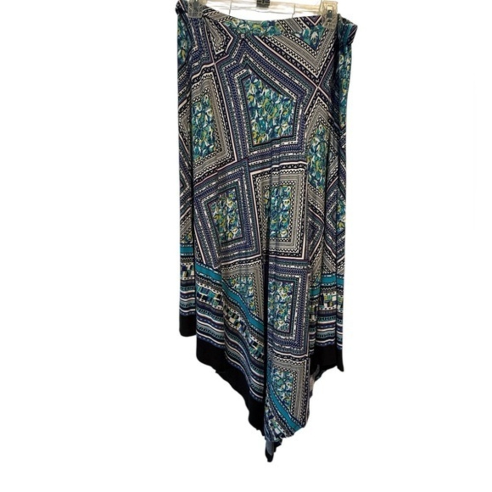 Live and Let Live Boho Handkerchief Hem Midi Skirt Petite PXL geometric print